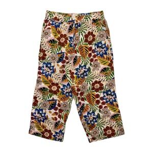 C&C California Pants Womens NWOT XL Floral Linen Wide Leg Crop Tropical C4